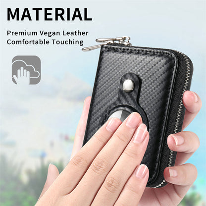 RFID Blocking Card Holder PU Leather Zipper Wallet with Built-in Case for Apple AirTag