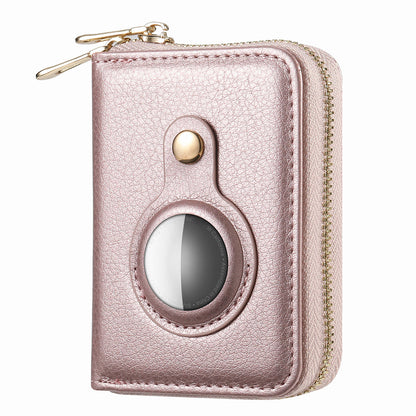 RFID Blocking Card Holder PU Leather Zipper Wallet with Built-in Case for Apple AirTag