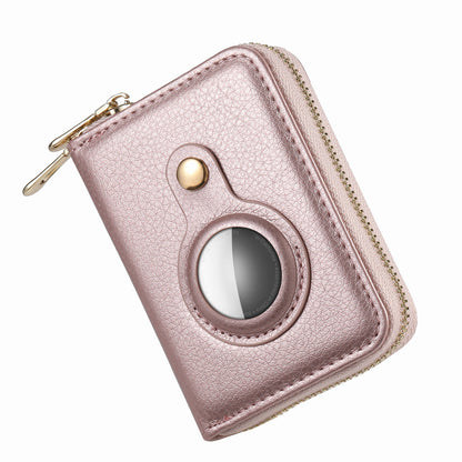 RFID Blocking Card Holder PU Leather Zipper Wallet with Built-in Case for Apple AirTag