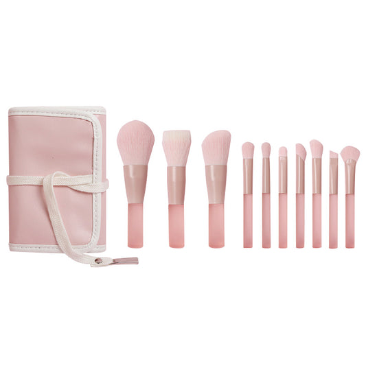 10Pcs / Set Makeup Tool Soft Artificial Fiber Brush Kit for Eye Shadow, Highlight, Foundation Powder (with Storage Bag)