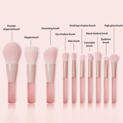 10Pcs / Set Makeup Tool Soft Artificial Fiber Brush Kit for Eye Shadow, Highlight, Foundation Powder (with Storage Bag)
