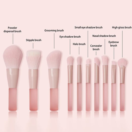10Pcs / Set Makeup Tool Soft Artificial Fiber Brush Kit for Eye Shadow, Highlight, Foundation Powder (with Storage Bag)