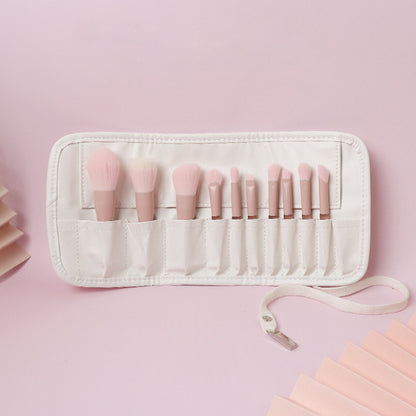 10Pcs / Set Makeup Tool Soft Artificial Fiber Brush Kit for Eye Shadow, Highlight, Foundation Powder (with Storage Bag)