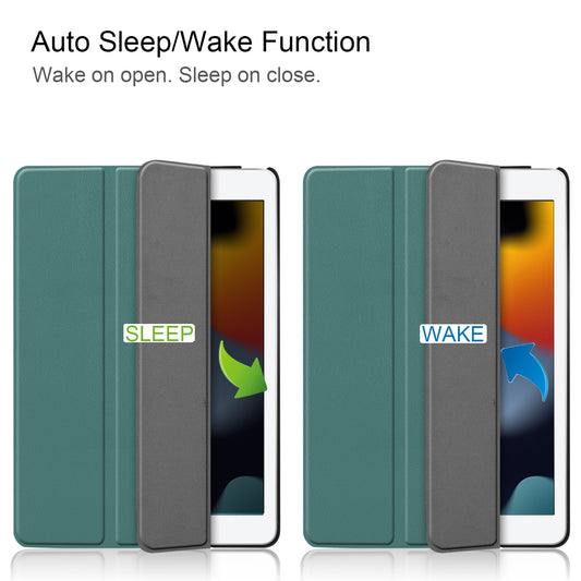 For iPad 10.2 (2021) / (2020) / (2019) Tri-fold Stand Cover PU Leather Protective Smart Tablet Case with Auto Sleep / Wake
