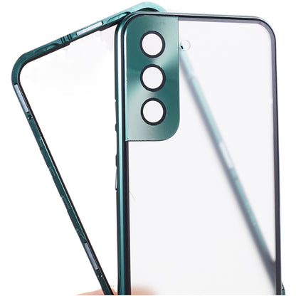 For Samsung Galaxy S22+ 5G Magnetic Metal Frame Phone Case Double Sided Tempered Glass Full Protective Cover with Lock Buckle