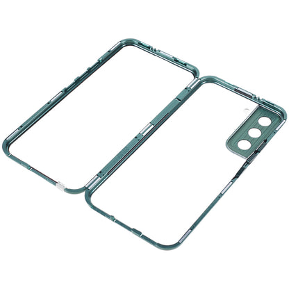 For Samsung Galaxy S22+ 5G Magnetic Metal Frame Phone Case Double Sided Tempered Glass Full Protective Cover with Lock Buckle