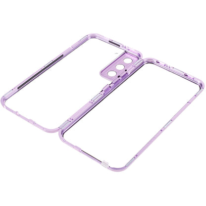 For Samsung Galaxy S22+ 5G Magnetic Metal Frame Phone Case Double Sided Tempered Glass Full Protective Cover with Lock Buckle