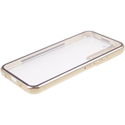 For Samsung Galaxy S22+ 5G Magnetic Metal Frame Phone Case Double Sided Tempered Glass Full Protective Cover with Lock Buckle