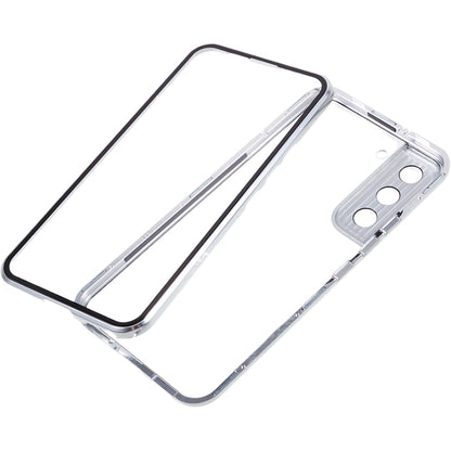 For Samsung Galaxy S22+ 5G Magnetic Metal Frame Phone Case Double Sided Tempered Glass Full Protective Cover with Lock Buckle