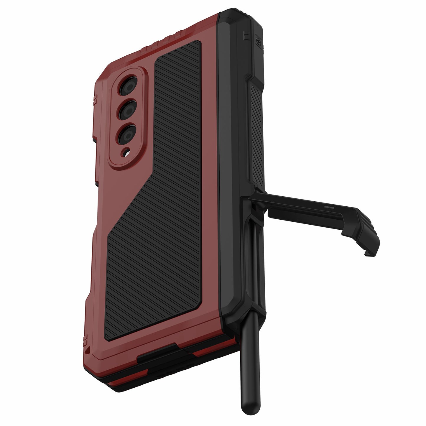 For Samsung Galaxy Z Fold4 5G Aluminium Alloy + Silicone Phone Case Shockproof Dustproof Kickstand Protective Cover with Screen Protector