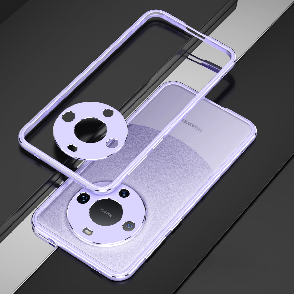 For Huawei Mate 60 Scratch-resistant Aluminum Alloy Frame Bumper Case with Camera Lens Protector