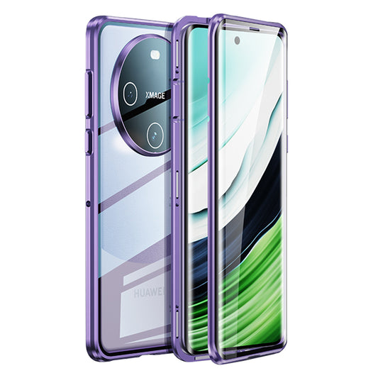 For Huawei Mate 60 Anti-drop Phone Case Double-Sides HD Clear Tempered Glass Aluminium Alloy Frame Phone Cover