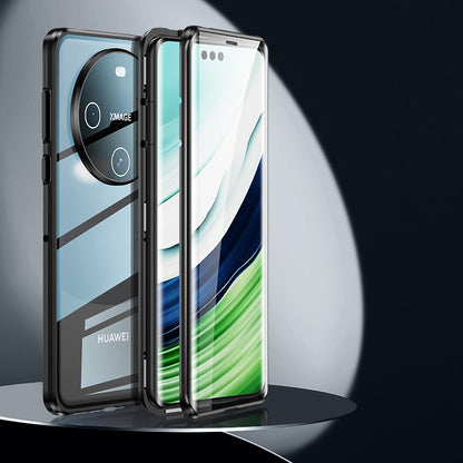 For Huawei Mate 60 Anti-drop Phone Case Double-Sides HD Clear Tempered Glass Aluminium Alloy Frame Phone Cover