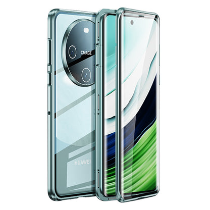 For Huawei Mate 60 Anti-drop Phone Case Double-Sides HD Clear Tempered Glass Aluminium Alloy Frame Phone Cover