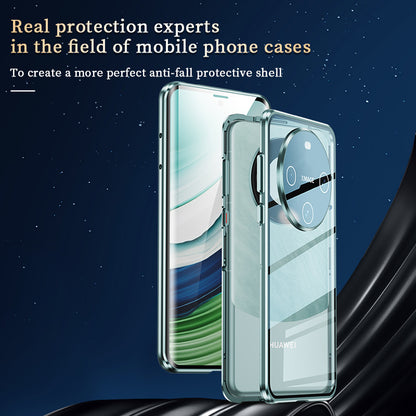 For Huawei Mate 60 Anti-drop Phone Case Double-Sides HD Clear Tempered Glass Aluminium Alloy Frame Phone Cover