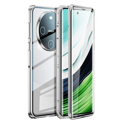 For Huawei Mate 60 Anti-drop Phone Case Double-Sides HD Clear Tempered Glass Aluminium Alloy Frame Phone Cover