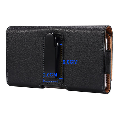 Litchi Texture PU Leather Phone Pouch for 6.2-6.5 Mobile Phones Horizontal Wasit Belt Bag with Back Buckle