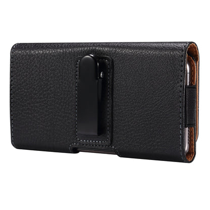 Litchi Texture PU Leather Phone Pouch for 6.2-6.5 Mobile Phones Horizontal Wasit Belt Bag with Back Buckle