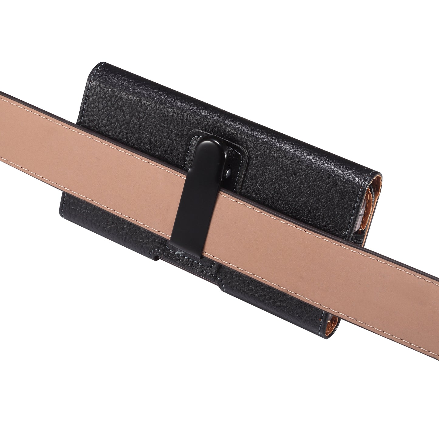 Litchi Texture PU Leather Phone Pouch for 6.2-6.5 Mobile Phones Horizontal Wasit Belt Bag with Back Buckle