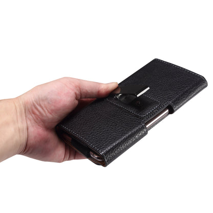 Litchi Texture PU Leather Phone Pouch for 6.2-6.5 Mobile Phones Horizontal Wasit Belt Bag with Back Buckle