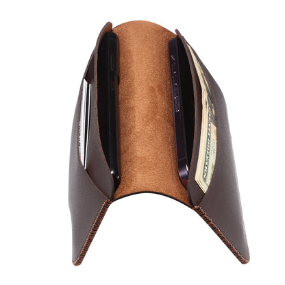Clutch Bag for Dual 6.7''-6.9'' Phone Nappa Texture Microfiber Leather Cash Cards Holder Long Slim Coin Purse Wallet, Size: XL