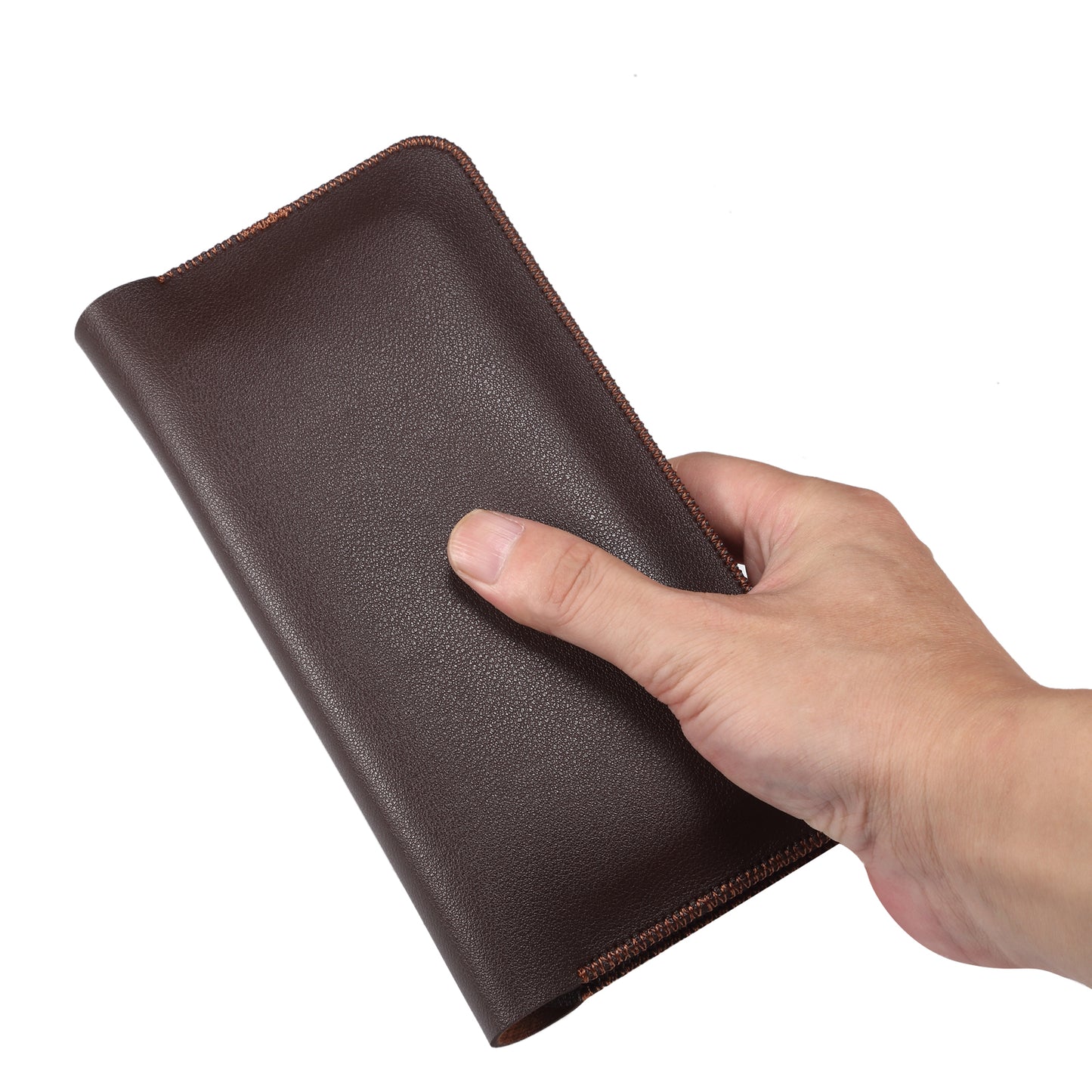 Clutch Bag for Dual 6.7''-6.9'' Phone Nappa Texture Microfiber Leather Cash Cards Holder Long Slim Coin Purse Wallet, Size: XL