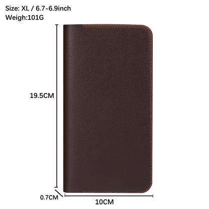 Clutch Bag for Dual 6.7''-6.9'' Phone Nappa Texture Microfiber Leather Cash Cards Holder Long Slim Coin Purse Wallet, Size: XL