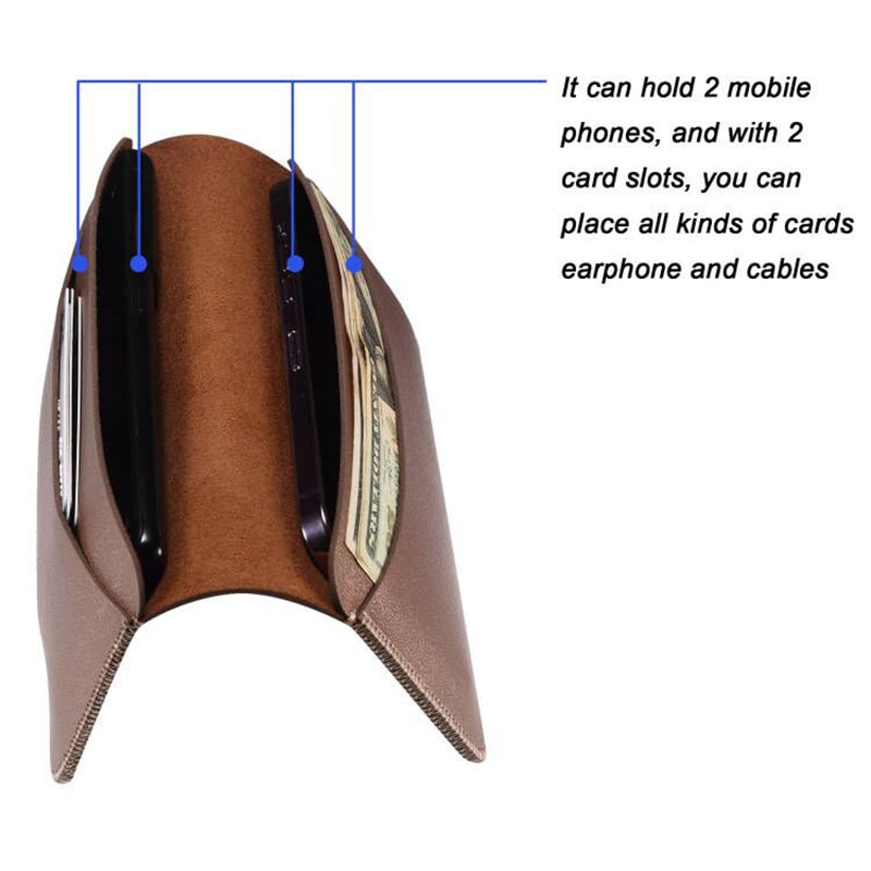 Clutch Bag for Dual 6.7''-6.9'' Phone Nappa Texture Microfiber Leather Cash Cards Holder Long Slim Coin Purse Wallet, Size: XL