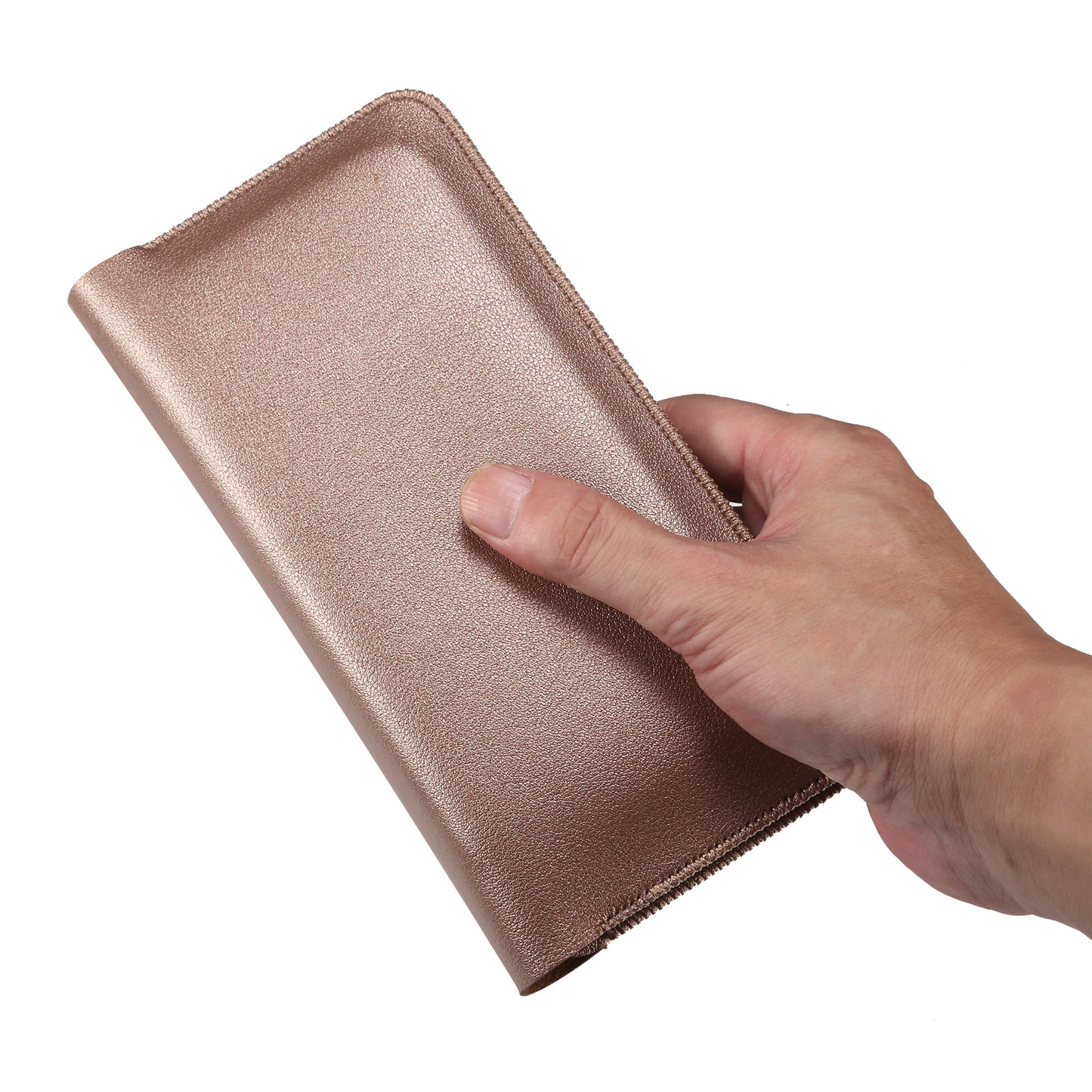 Clutch Bag for Dual 6.7''-6.9'' Phone Nappa Texture Microfiber Leather Cash Cards Holder Long Slim Coin Purse Wallet, Size: XL