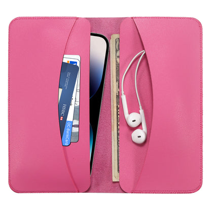 Clutch Bag for Dual 6.7''-6.9'' Phone Nappa Texture Microfiber Leather Cash Cards Holder Long Slim Coin Purse Wallet, Size: XL