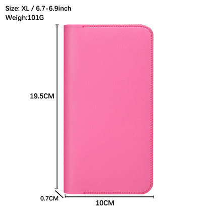 Clutch Bag for Dual 6.7''-6.9'' Phone Nappa Texture Microfiber Leather Cash Cards Holder Long Slim Coin Purse Wallet, Size: XL