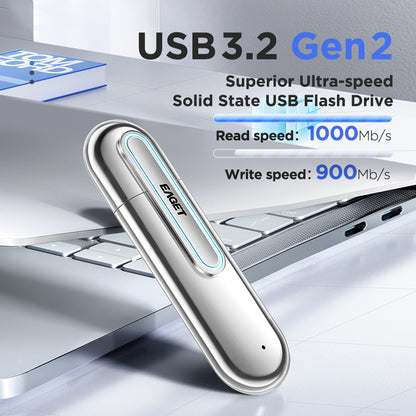 EAGET SU90 1TB USB 3.2 Memory Stick Zinc Alloy Photo Storage Solid State Flash Drive