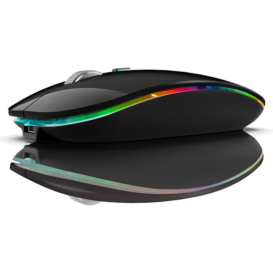 2.4G / Bluetooth Dual Mode Wireless Mouse with Backlight, Quiet Portable Jiggler Mouse for Laptops, Tablets