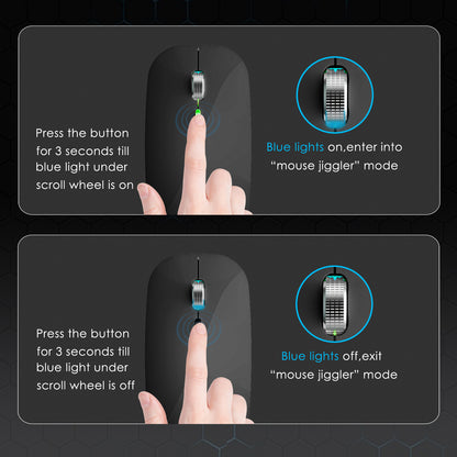 2.4G / Bluetooth Dual Mode Wireless Mouse with Backlight, Quiet Portable Jiggler Mouse for Laptops, Tablets