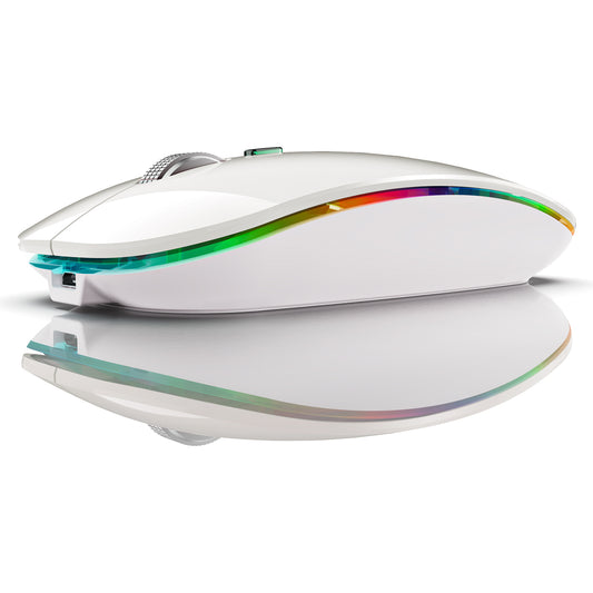 2.4G / Bluetooth Dual Mode Wireless Mouse with Backlight, Quiet Portable Jiggler Mouse for Laptops, Tablets