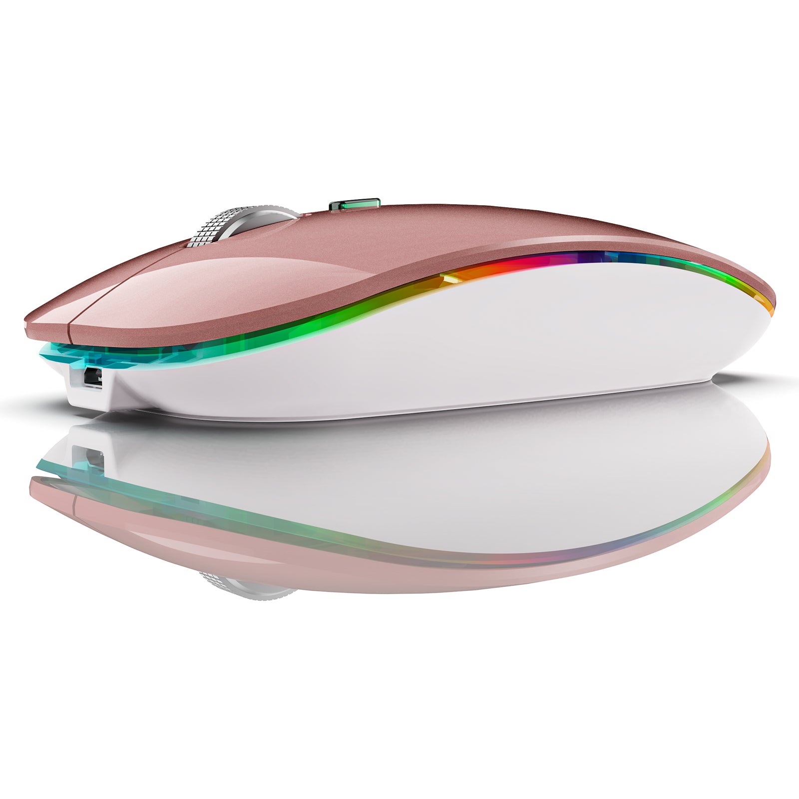 2.4G / Bluetooth Dual Mode Wireless Mouse with Backlight, Quiet Portable Jiggler Mouse for Laptops, Tablets