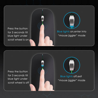 2.4G / Bluetooth Dual Mode Wireless Mouse with Backlight, Quiet Portable Jiggler Mouse for Laptops, Tablets
