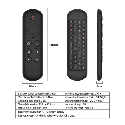M5 2.4G+BT 5.2 Dual Mode Wireless Air Mouse Keyboard Fly Mouse Wireless Remote for Android TV Box / PC / Smart TV / Projector / HTPC