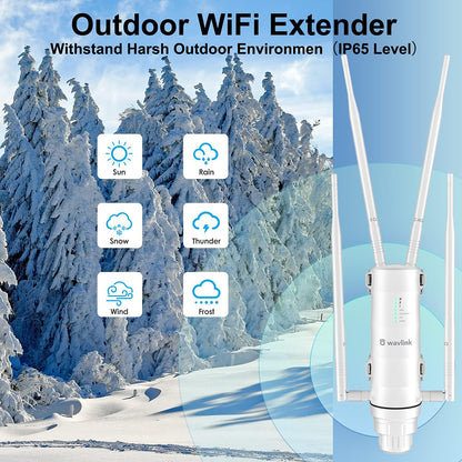 WAVLINK WS-WN572HG3-A AC1200 Outdoor WiFi Extender with POE Dual Band 2.4GHz / 5GHz Wireless Routers with 4x7dBi Antenna