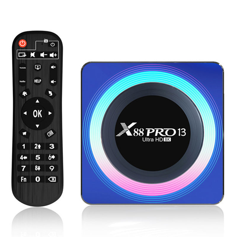 X88 Pro 13 Ultra HD 8K TV Box 4GB+32GB Android 13.0 Smart TV Box with Remote Control