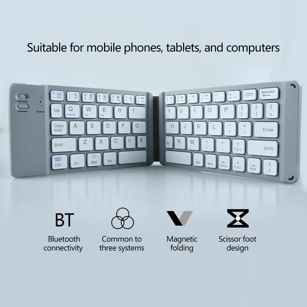 BT18 Magnetic Folding Wireless Keyboard for Cell Phones Tablets Computers Universal Bluetooth Keyboard