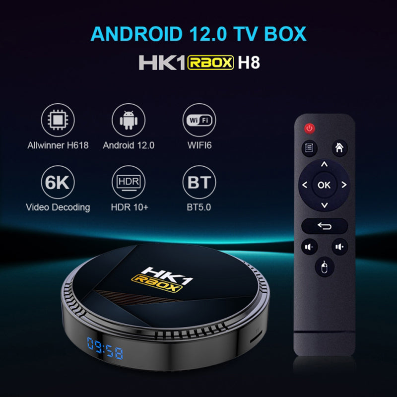 HK1 RBOX-H8-H618 4GB+32GB Set-top Box 6K Video Decoding Android 12 Mini TV Box