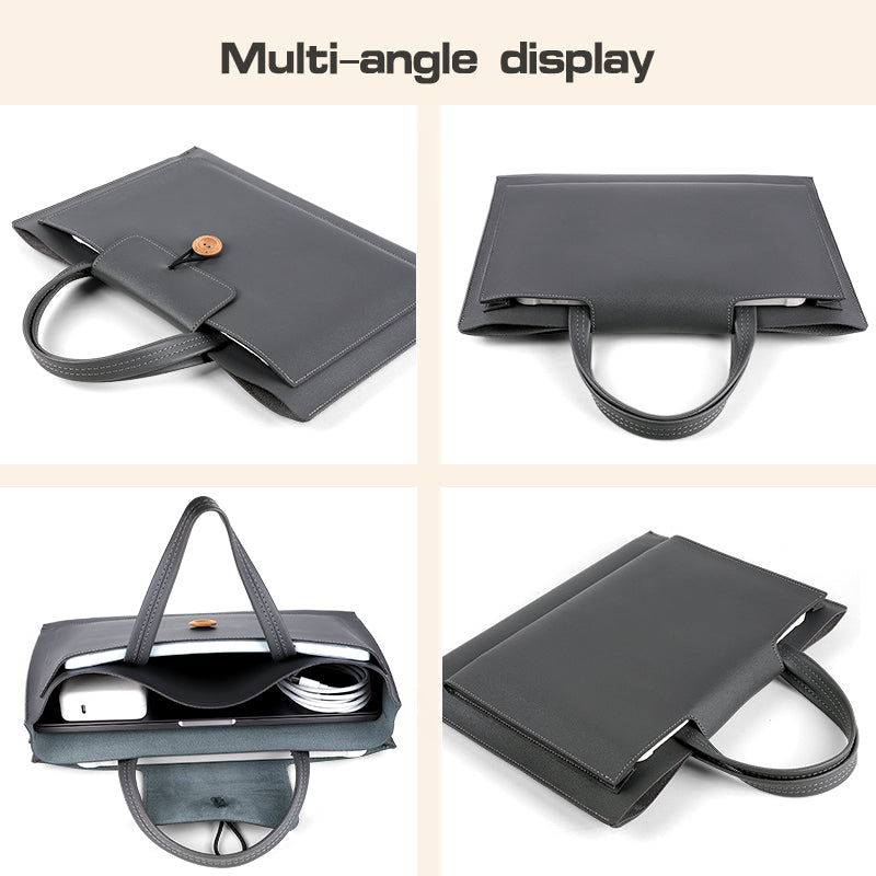 15 / 15.4 / 16 Inch Laptop Carrying Bag Handbag PU Leather Surface Protection Sleeve 3-Layer Notebook Computer Pouch