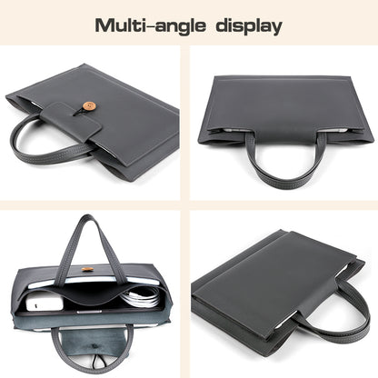15 / 15.4 / 16 Inch Laptop Carrying Bag Handbag PU Leather Surface Protection Sleeve 3-Layer Notebook Computer Pouch