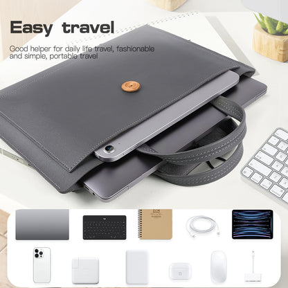 15 / 15.4 / 16 Inch Laptop Carrying Bag Handbag PU Leather Surface Protection Sleeve 3-Layer Notebook Computer Pouch