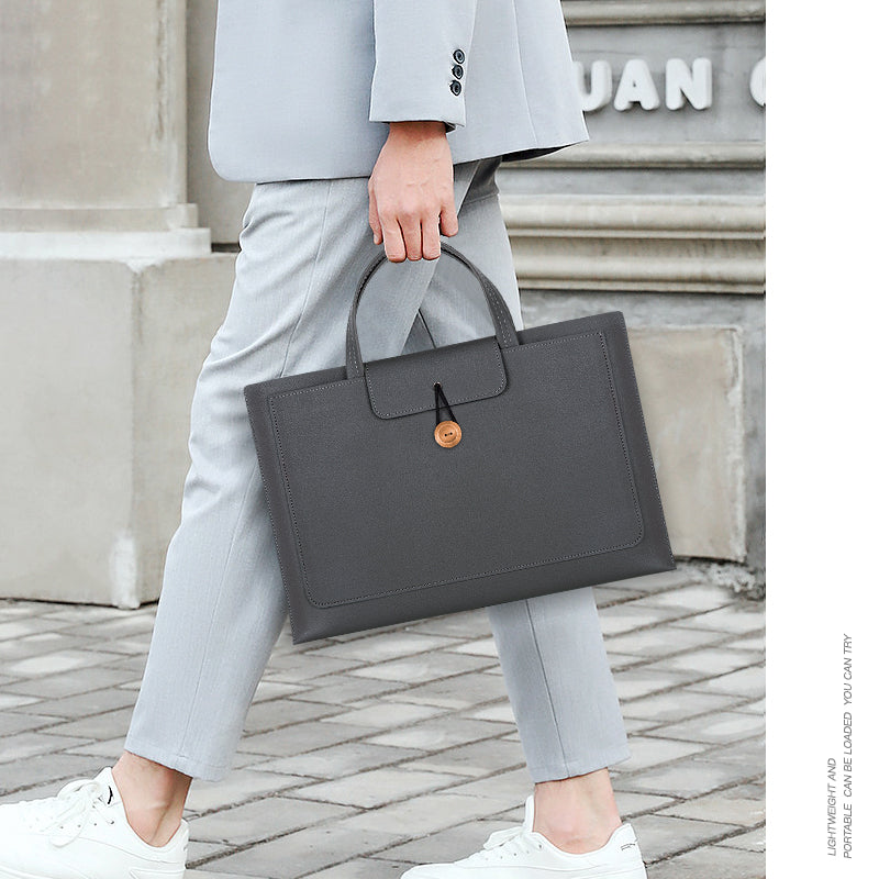 15 / 15.4 / 16 Inch Laptop Carrying Bag Handbag PU Leather Surface Protection Sleeve 3-Layer Notebook Computer Pouch
