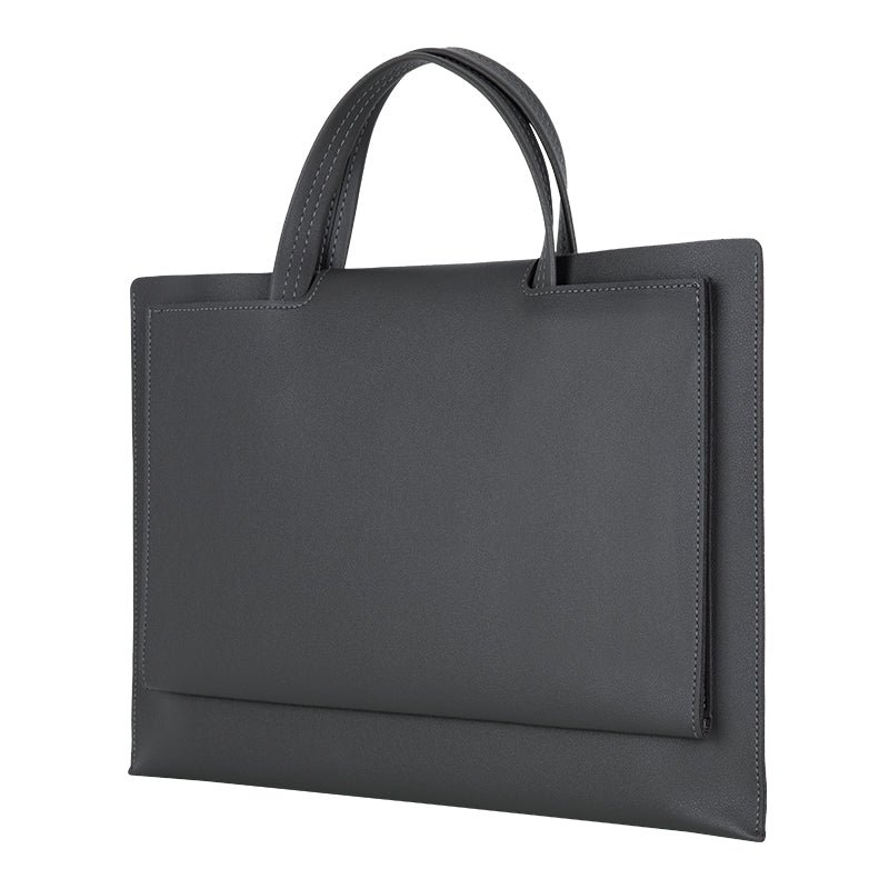 15 / 15.4 / 16 Inch Laptop Carrying Bag Handbag PU Leather Surface Protection Sleeve 3-Layer Notebook Computer Pouch