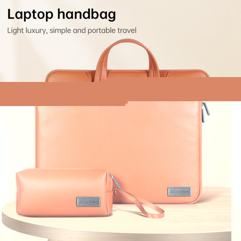 15'' Tablet Sleeve Handbag Shoulder Bag PU Leather Waterproof Computer Cover with Accessories Bag