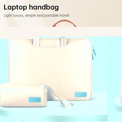 15'' Tablet Sleeve Handbag Shoulder Bag PU Leather Waterproof Computer Cover with Accessories Bag