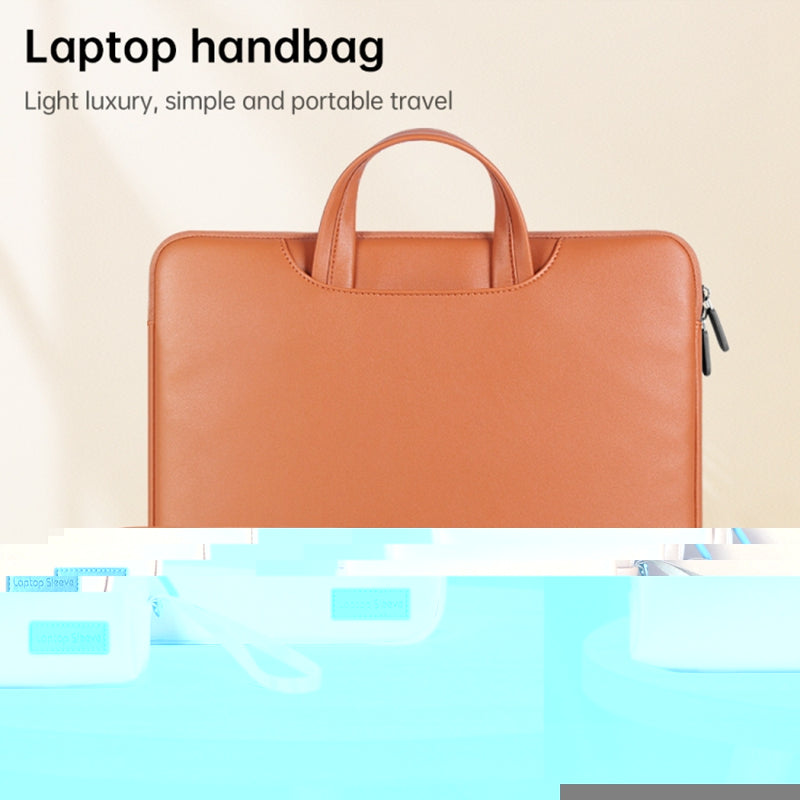 15'' Tablet Sleeve Handbag Shoulder Bag PU Leather Waterproof Computer Cover with Accessories Bag